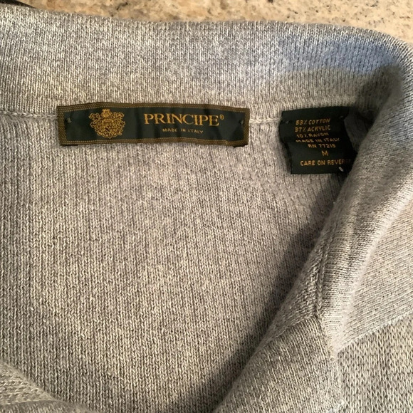 Principe Gray Italian Shirt Pullover Size Medium - Picture 3 of 7